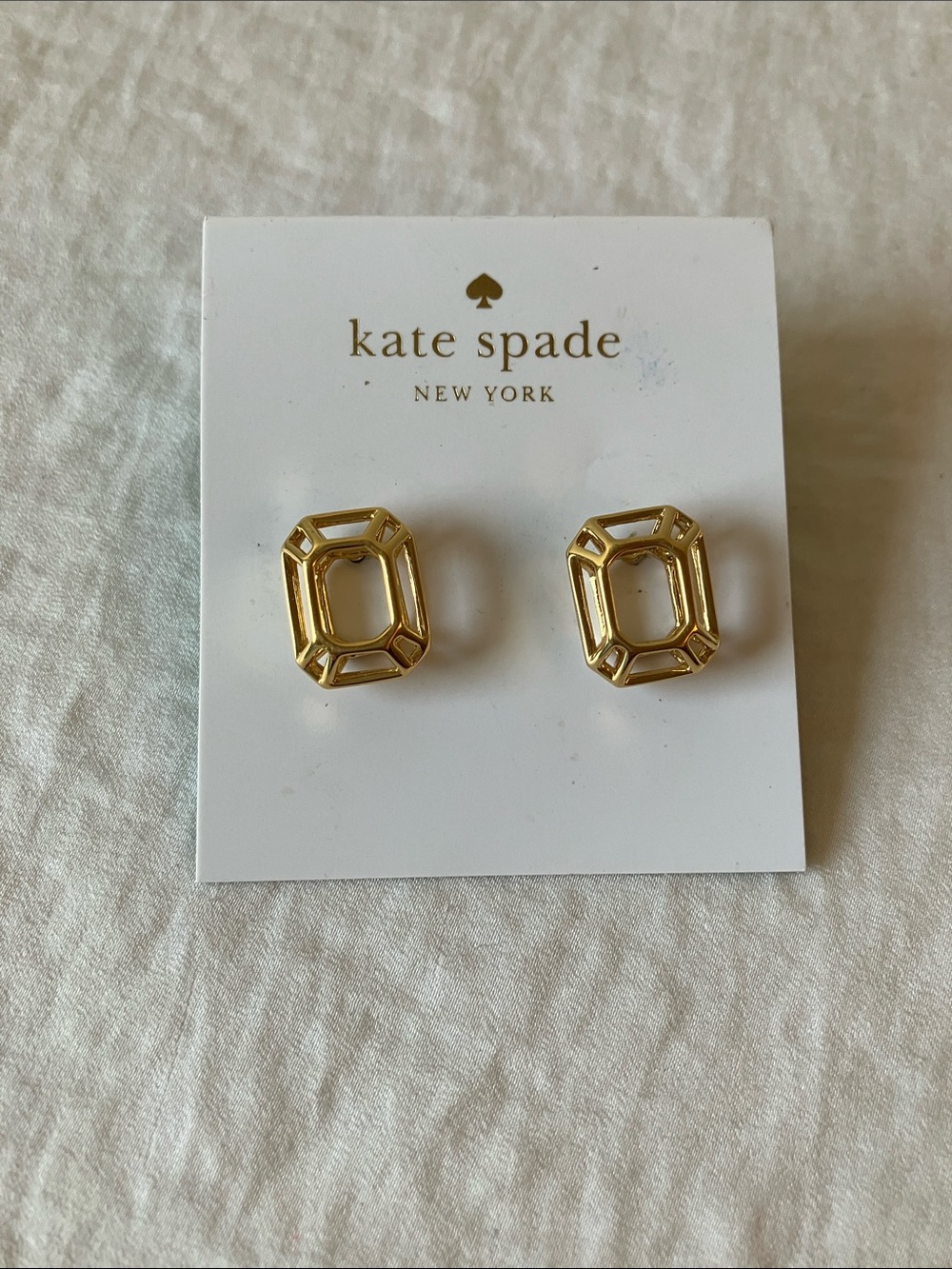 kate spade: gold tone “Freeze Framed” octagon stud earrings